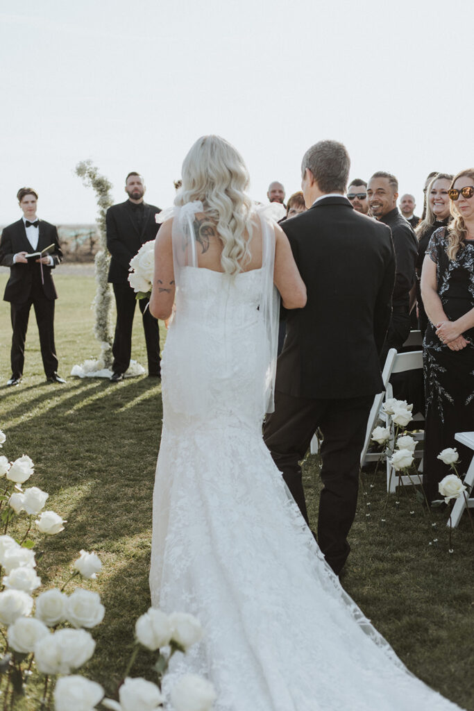 Outdoor wedding ceremony in California at Evanelle Vineyards
