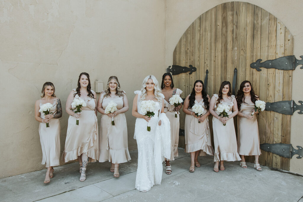 Bride and bridesmaids photos from wedding in California at Evanelle Vineyards