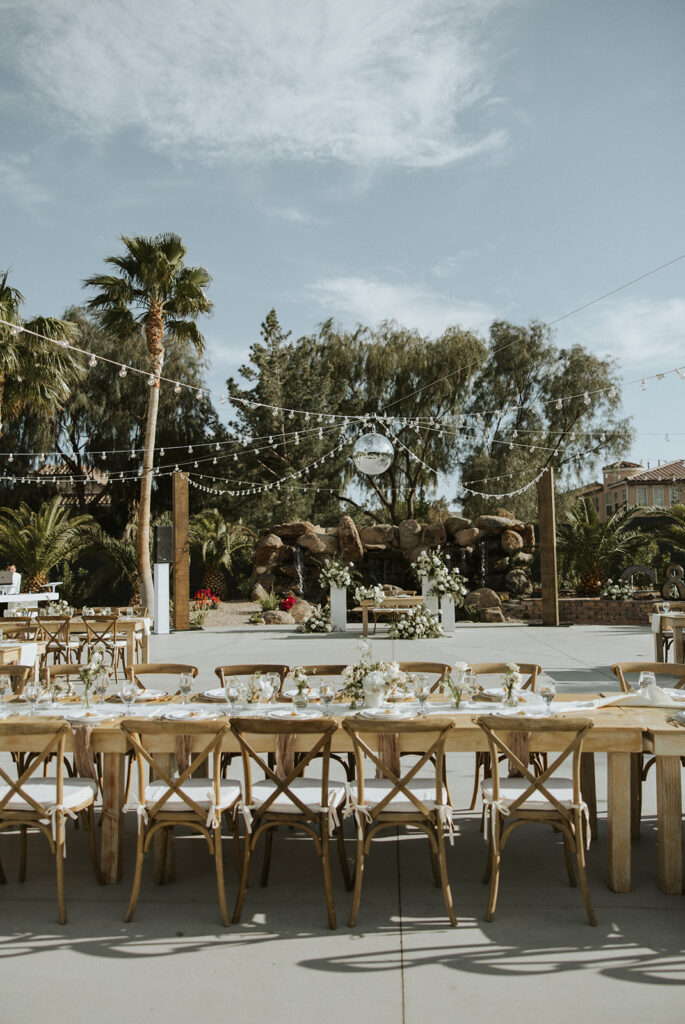 Outdoor reception at Lotus House from wedding in Las Vegas