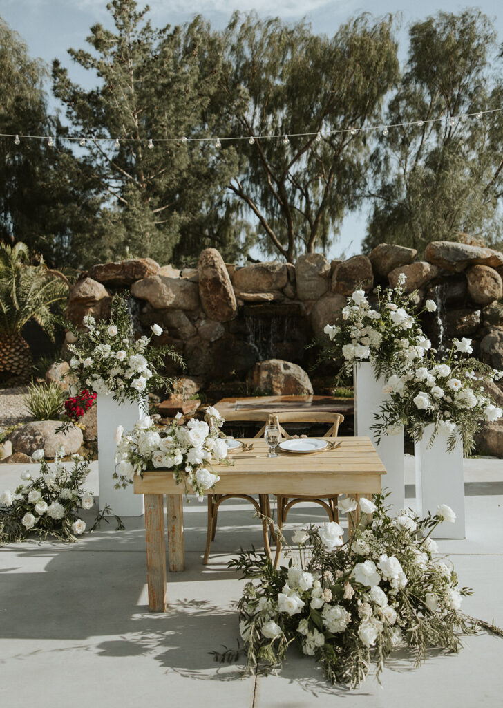 Sweethearts table at wedding reception