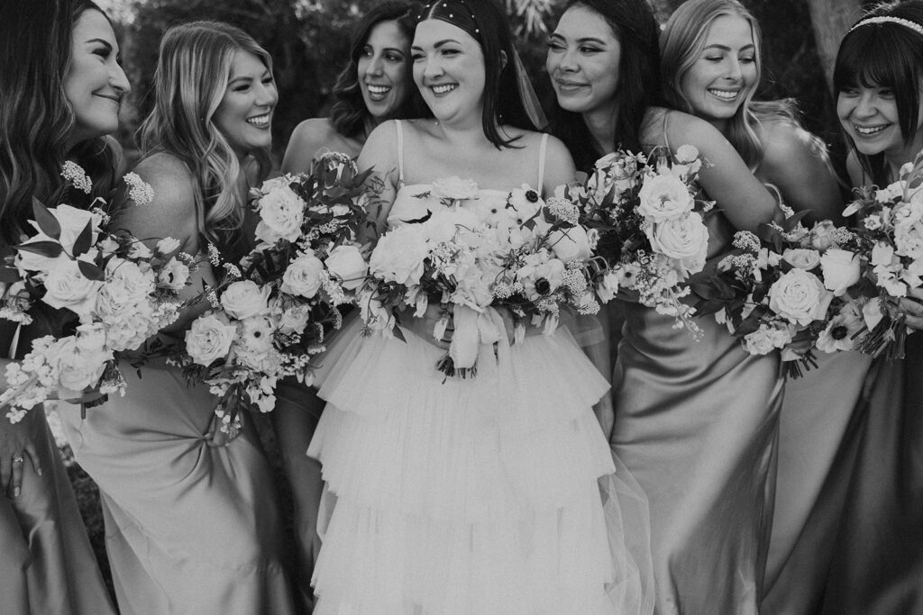 Bride and bridesmaids portraits from Las Vegas wedding at Lotus House