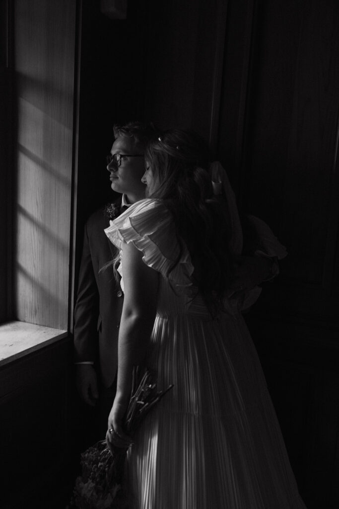 Bride and groom portraits from a small intimate wedding in Fresno California