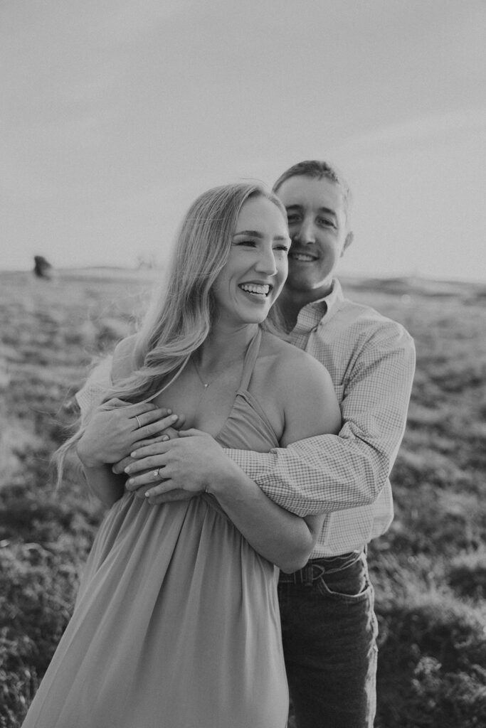 Couples field sunset engagement photos in Snelling, California