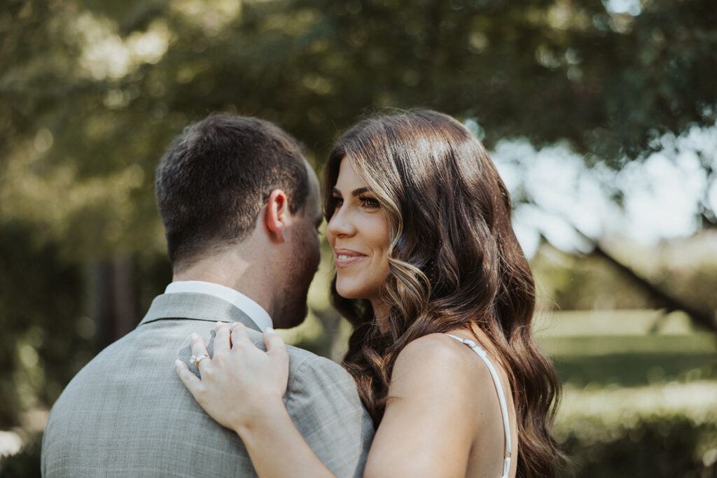 Bride and groom portraits from an intimate backyard California elopement 