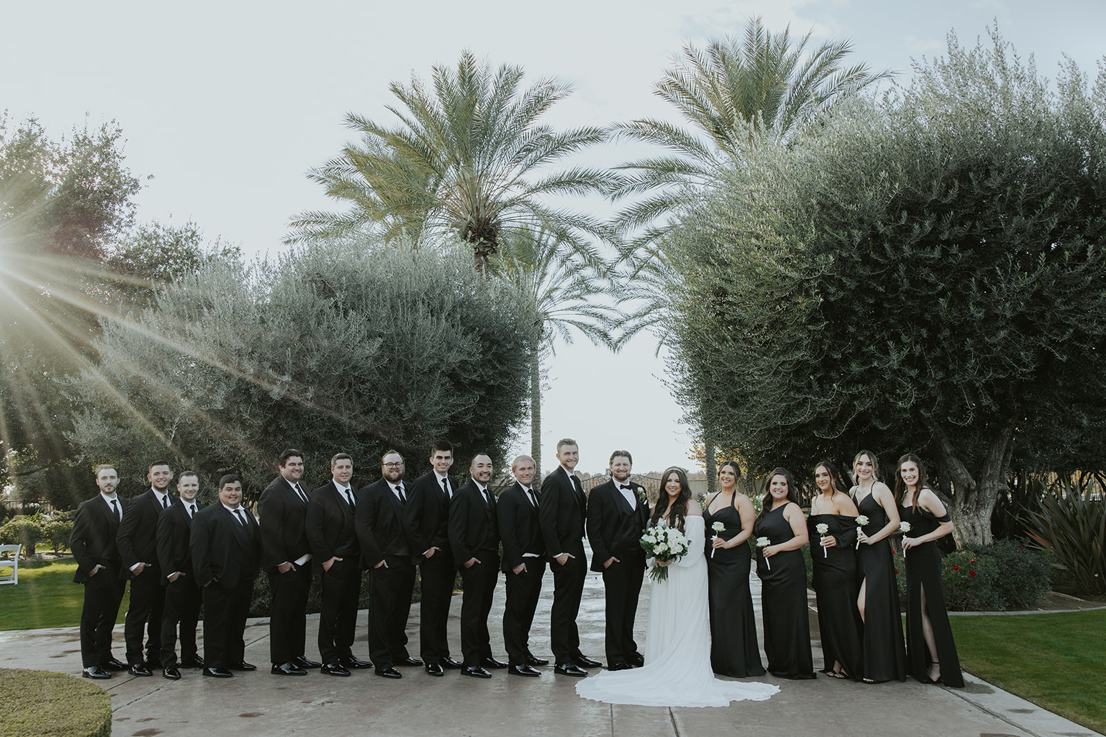 Wedding party photo from a Tuscan Gardens wedding in Fresno County, California