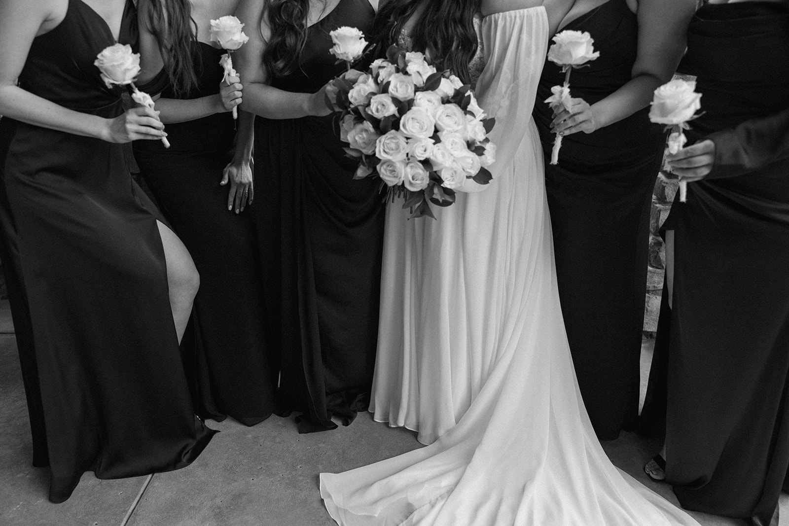Bride and bridesmaids from a Tuscan Gardens wedding in Fresno County, California