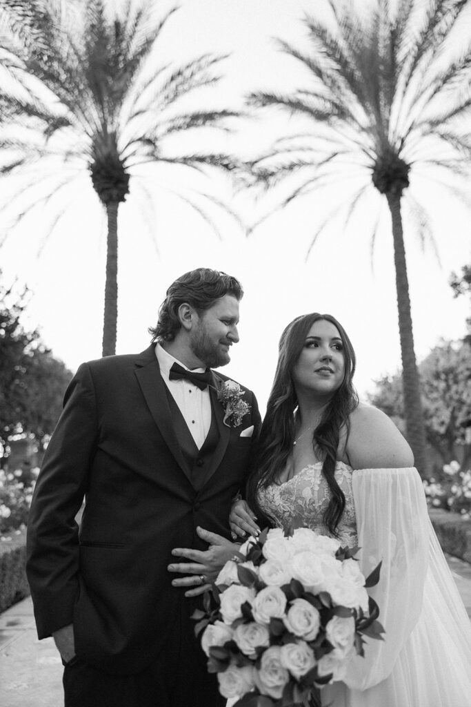 Bride and groom portraits from a Tuscan Gardens wedding in Fresno County, California