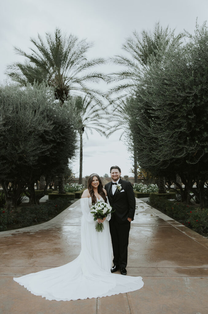 Bride and groom portraits from a Tuscan Gardens wedding in Fresno County, California