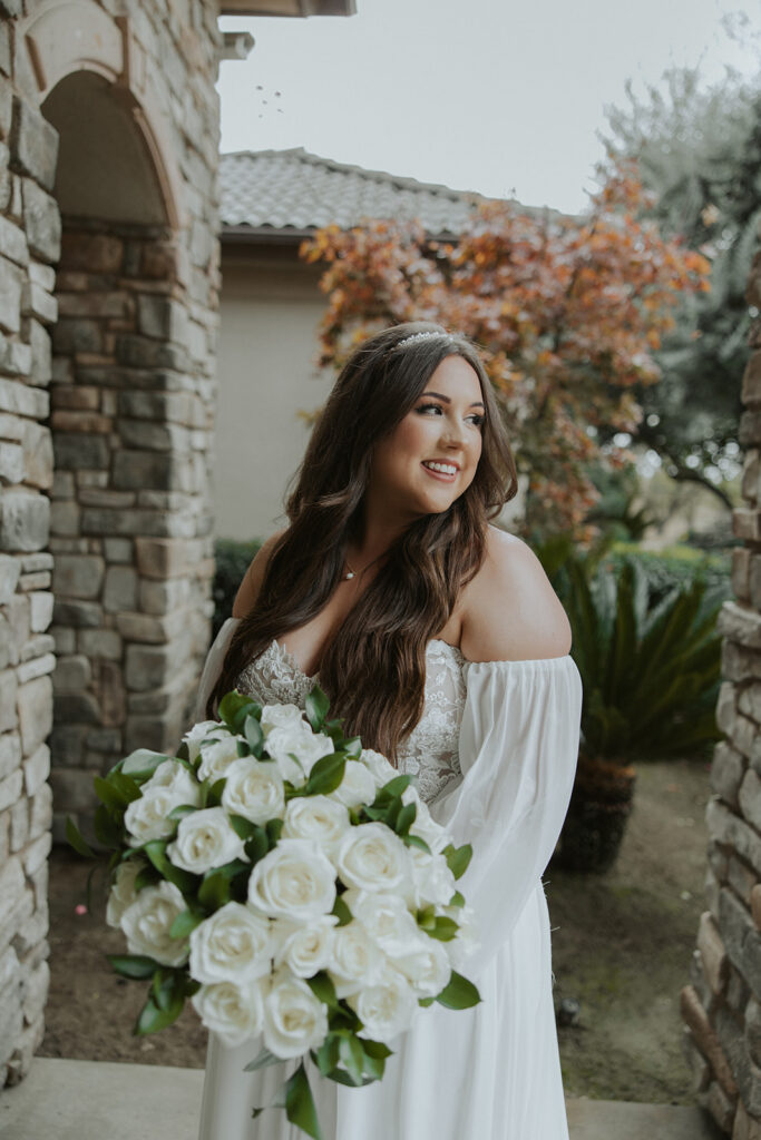Bridal portraits from a Tuscan Gardens wedding in Fresno County, California
