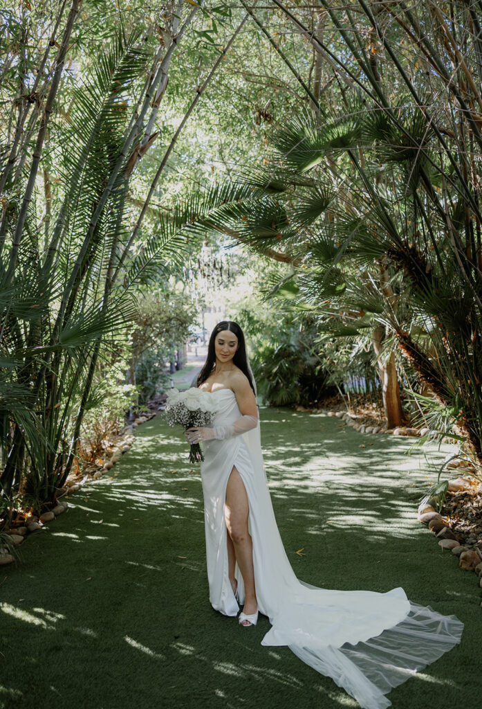 Outdoor bridal portraits from a Oceanside Botanica wedding in SoCal