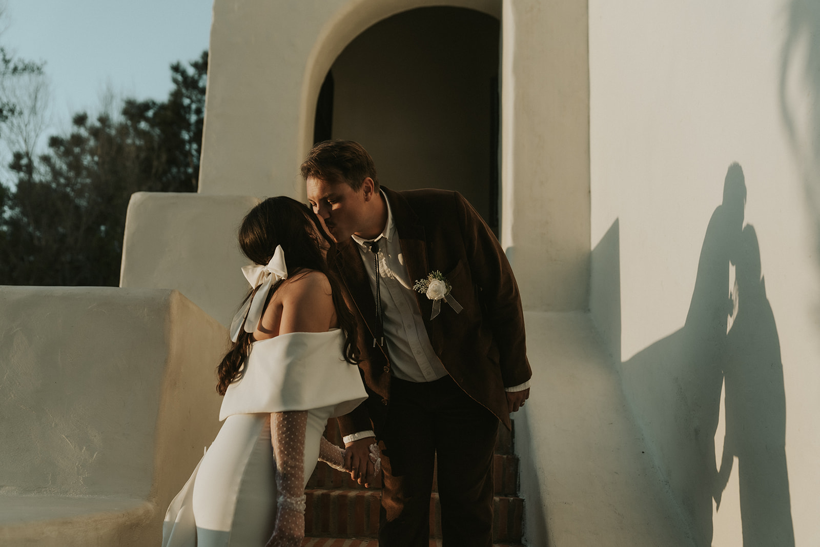 Bride and groom portraits from a San Diego wedding at The Junipero Serra Museum